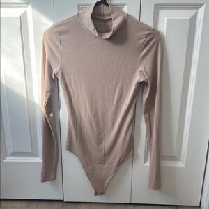 American Eagle Outfitters Taupe Ribbed Bodysuit